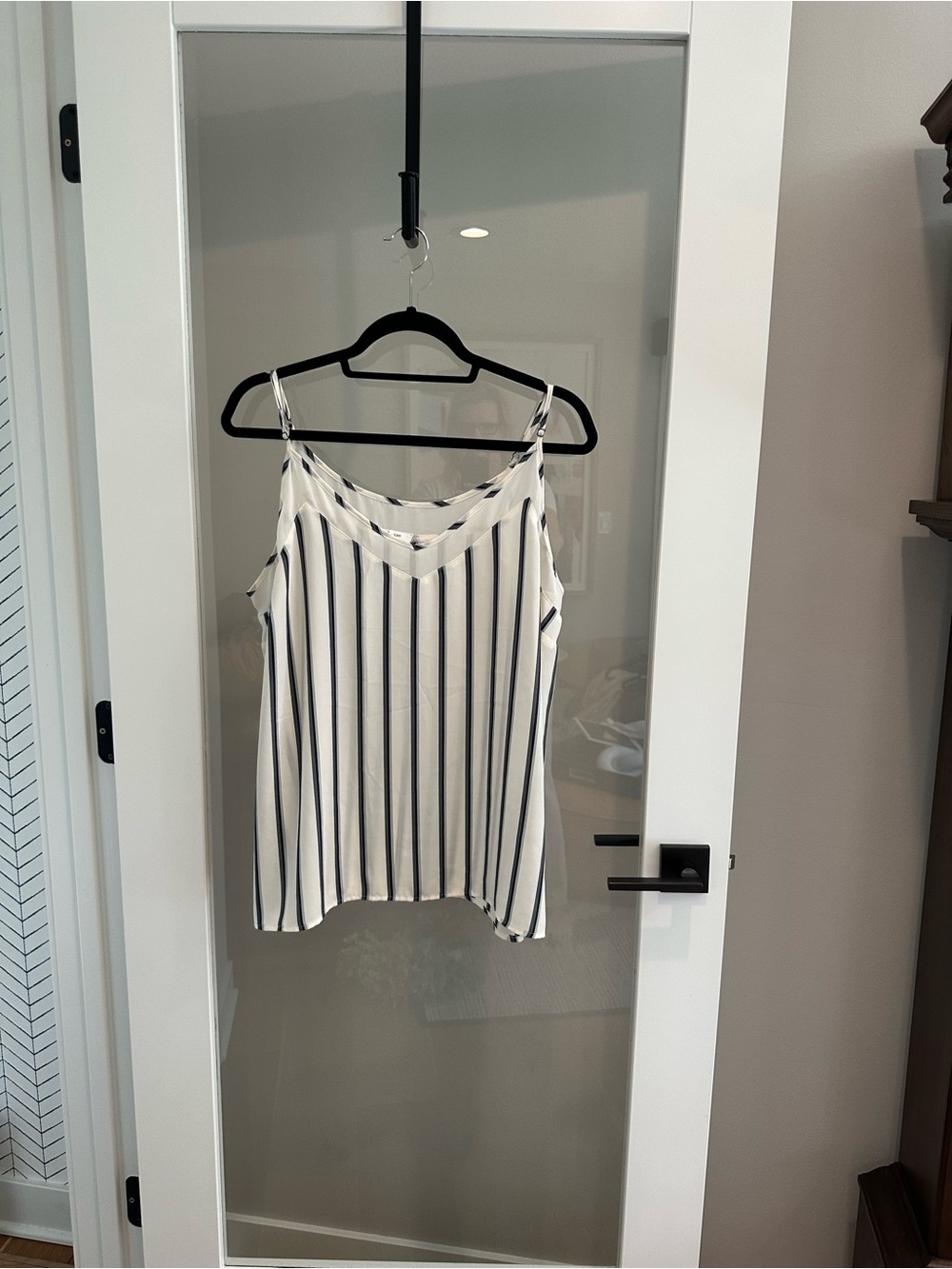Maurices White Blue Vertical Stripe V-Neck Camisole